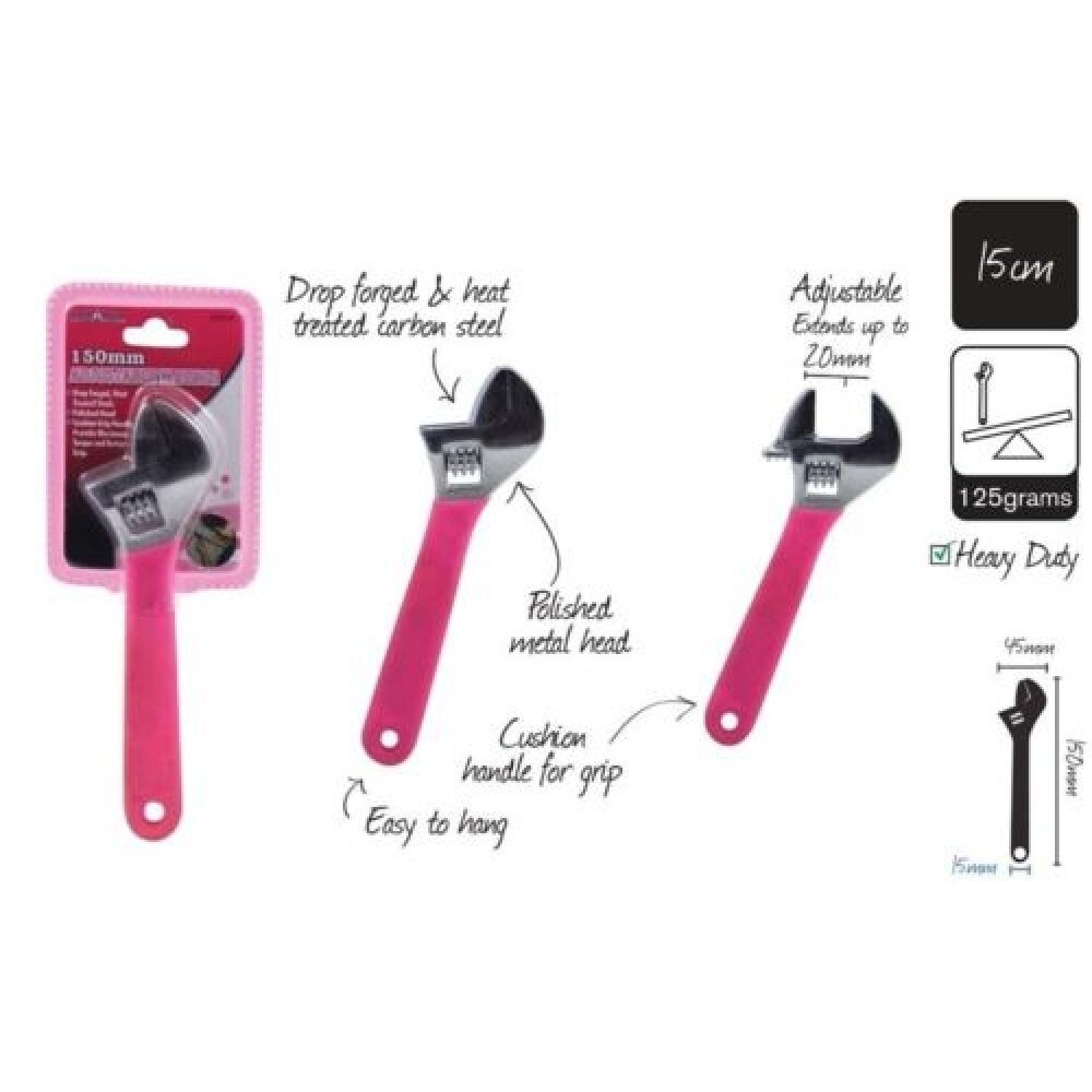 Pink Adjustable Wrench 15cm